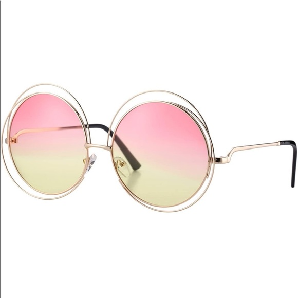 FARRAH PINK OMBRÉ RETRO 70’s OVERSIZED SHADES *NEW - Picture 3 of 7